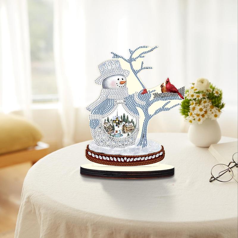 DIY Diamond Painting Kit Without Frame, Tree & Snowman Pattern Decor, DIY Decor Painting For Bedroom Living Room Office