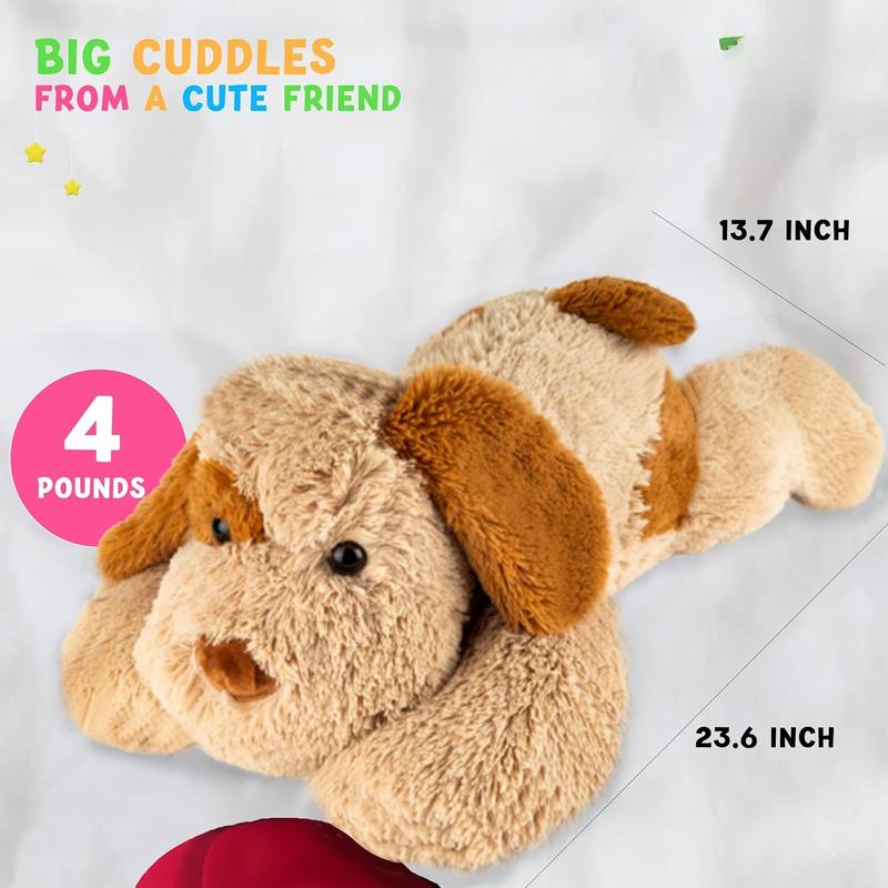 Weighted Stuffed Animals - 24 inch 4 LBS - Large Weighted Dog Plush Animal - Cute Sensory Needs Toy - Comfort & Relaxation - Weighted Throw Pillow - Gift for Kids, Adults, Boys, Girls (Dog)