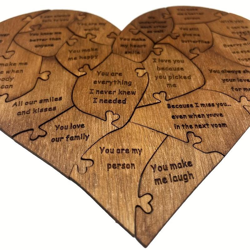 Wooden Heart Shaped Puzzle, 1 Count Creative Puzzle Gift for Couple, Wedding Anniversary Birthday Party  Gift for Couple & Friend