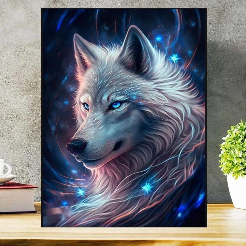 Wolf Pattern DIY Diamond Arts Colorful Painting Kit without Frame, DIY 5D Diamond Wall Art Decor for Bedroom Living Room