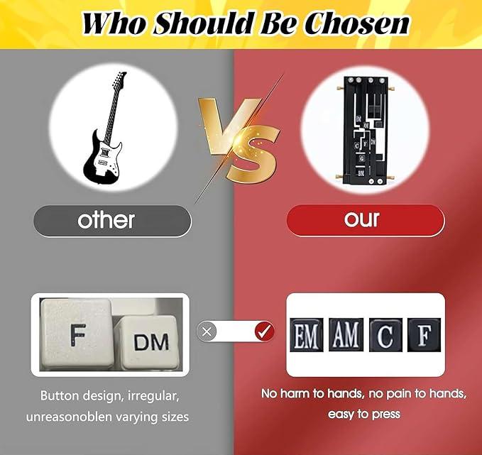 Guitar Chord Presser, Guitar Virtuoso Chord Presser, Guitar Chord Trainer Guitar Learning Tools, Guitar Assistant Practical Teaching Tool for Beginners Guitar Learning Tool Accessories Guitar Chord