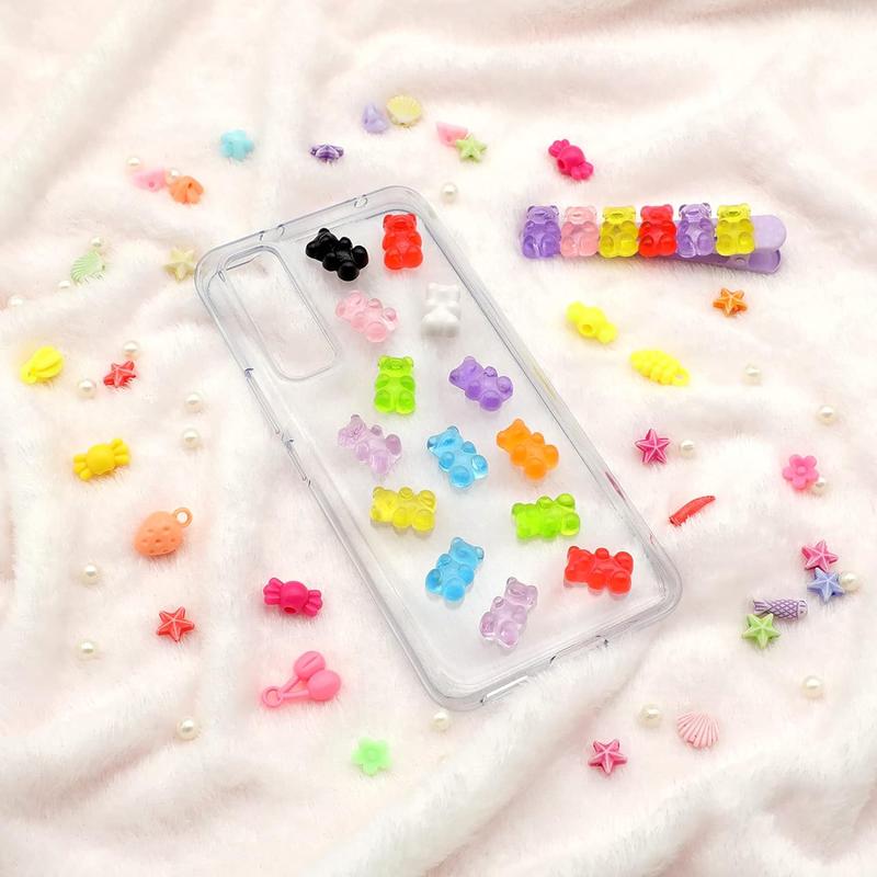 Random Color Bear Shaped Charms, 50pcs Resin Flatbacks Candy Bear Charms for DIY Nail Art, DIY Craft & Jewelry Making Accessories for Scrapbooking Phone Case Manicure