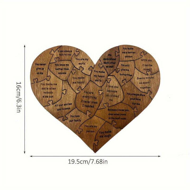 Wooden Heart Shaped Puzzle, 1 Count Creative Puzzle Gift for Couple, Wedding Anniversary Birthday Party  Gift for Couple & Friend