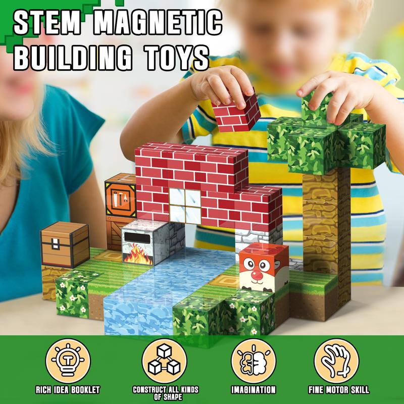 Magnetic Blocks Building Toys, Build Magnet World Set, Game-Based Build Magnet Construction Toys, Magnet Toys for kids, Magnetic Cubes Game Themed Kids Gifts Toys