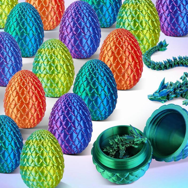 3D Printed Dragon Egg Pet Toy, 12 Inch Crystal Dragon in Dragon Egg, Surprise Egg, Articulated Dragon, Toy for Executive Home Office Decoration, Toy for Kids Gift