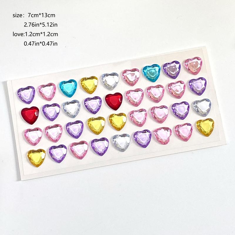 Heart Shaped Sticker, 5 Counts set Assorted Color Sparkling Heart Sticker, Self Adhesive Decorative Sticker for DIY Scrapbook, Journal, Gift Wrapping