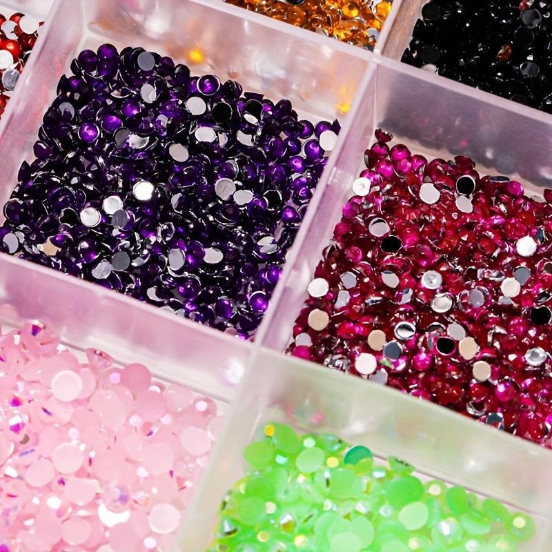 24 Grid Resin Color Diamond Box, Mixed Color Round Diamond for DIY Fashion, Shoes, Clothing, Makeup & Bags, Nail Art Accessories