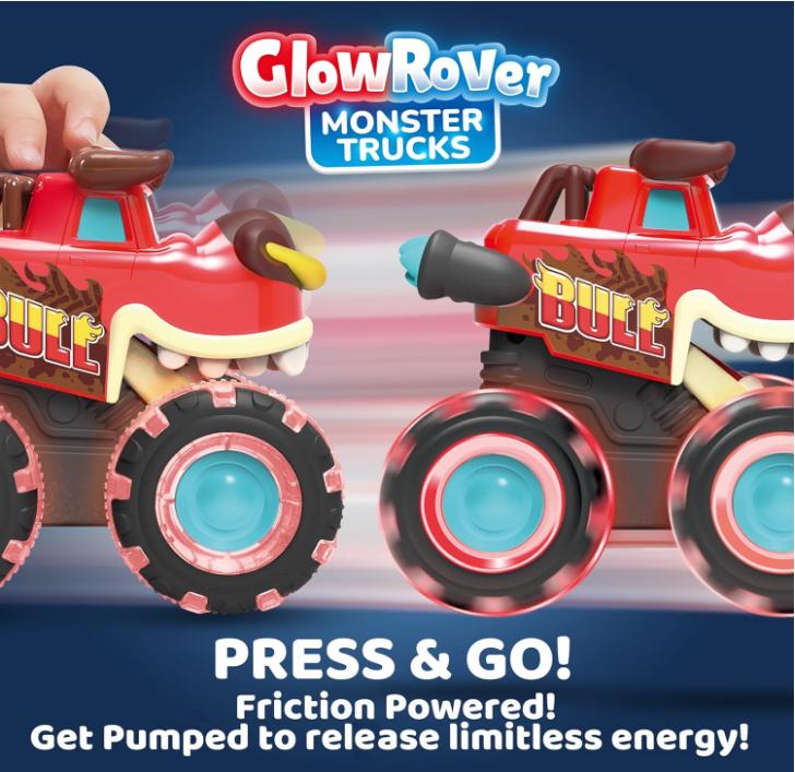 JOYIN 3 Pack Monster Truck Toy - Motion Activated Light-Up Cars for Toddlers