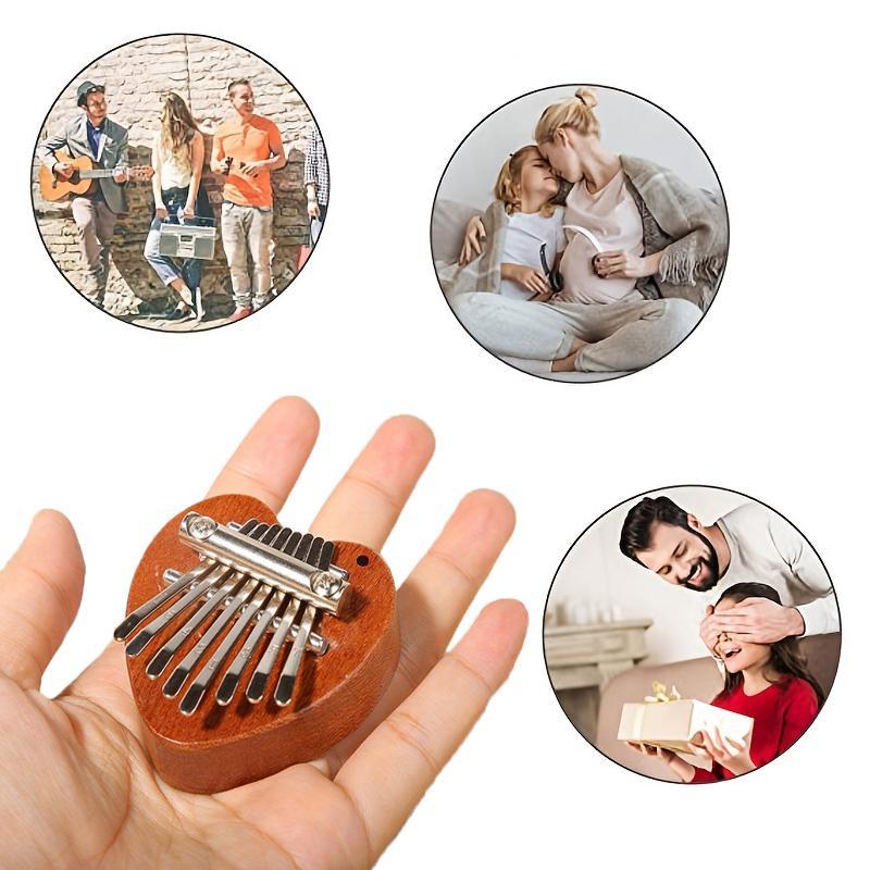 8-key Mini Wooden Kalimba, Exquisite Heart Shaped Finger Thumb Piano, Marimba Musical Good Accessory Pendant Gift, Christmas Gift