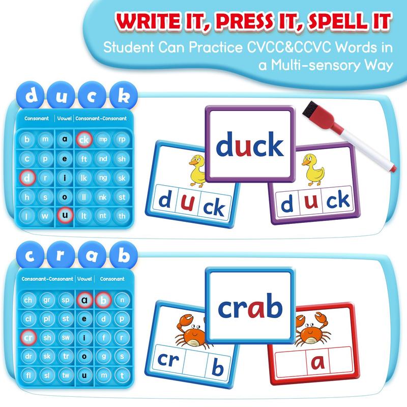 Torlam CVC Word games Phonics Games Sight Words Flash Cards Vowel Spelling Flashcards for Spelling  Reading and Literacy Fun