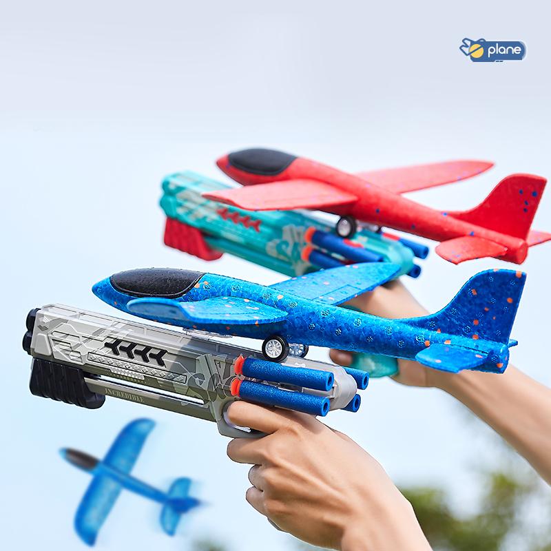 3 Pack Airplane Launcher Toys, LED Foam Glider Catapult Plane Toy for Boys with 2 Flight Modes DIY Stickers Outdoor Sport Flying Toys Birthday Gifts for Girls Boys 4 5 6 7 8 9 10 11 12 Year Old orbball