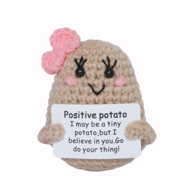 Cute Positive Potato Crochet Doll, 1 Count Mini Funny Positive Potato, Cute Knitted Positive Potato Doll, Encouragement Toy for Friends