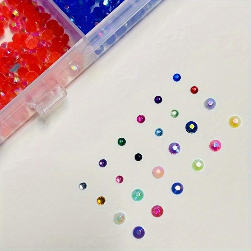 24 Grid Resin Color Diamond Box, Mixed Color Round Diamond for DIY Fashion, Shoes, Clothing, Makeup & Bags, Nail Art Accessories