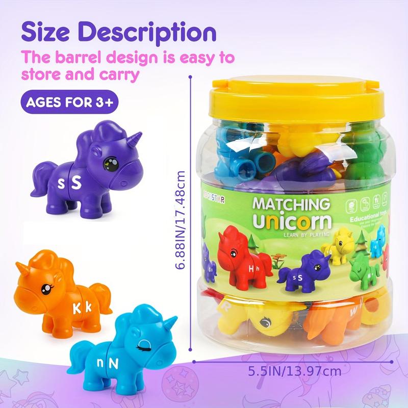 Matching Letters Fine Motor Toy, Double-sided Abc Unicorn Shaped Alphabet Match Game, Preschool Early Learning Montessori Toy, Educational Advanced Kids Toys, Back to School