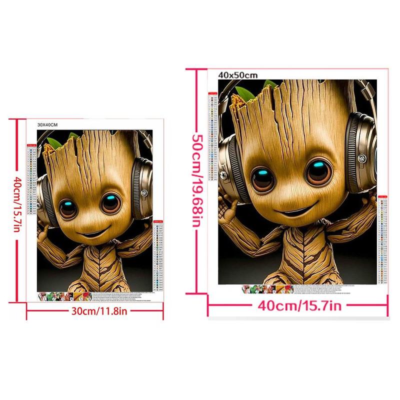 Cartoon Groot Design DIY Diamond Arts Colorful Painting Kit without Frame, DIY 5D Diamond Arts Colorful Painting Kit, Wall Art Decor for Home Bedroom