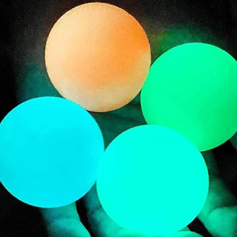 Random Color Luminous Ball, 1 3 5 Counts Glow in The Dark Sticky Ball, Stress Relief Toy for Outdoor, Fitness Entertainment, Party, Christmas Gift