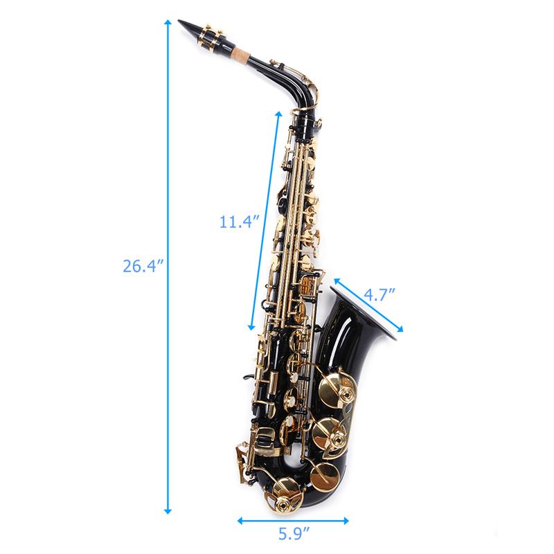 Ktaxon Be Brass Carving Pattern Pearl White Shell Button Saxophone with Strap Black