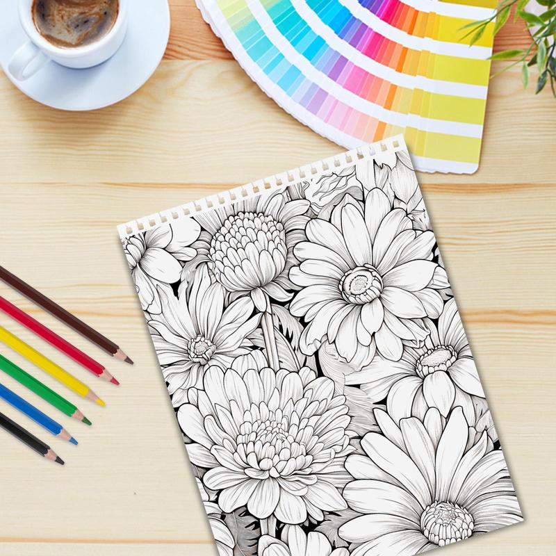 Dream Garden Theme Coloring Painting, Various Floral Patterns Exquisite Flower Blooming Details Design Lifelike, Christmas Perfect Gifts