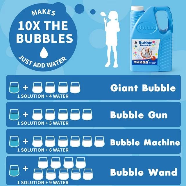 Bubble Concentrated Solution, 1 L  33.8 OZ Bubble Refill Solution Up to 2.5 Gallon for Kids Bubble Machine, Giant Bubble Wand, Bubble Gun Blower