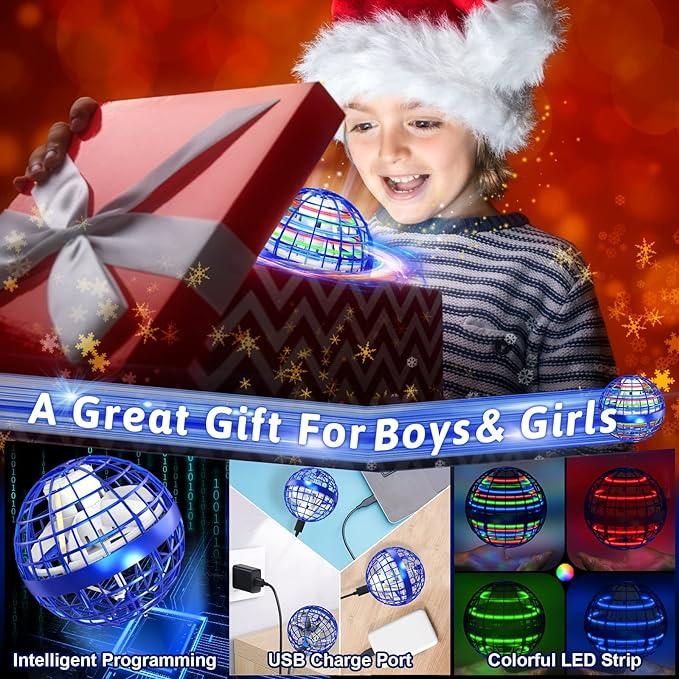 Flying Orb Ball with Dazzling Lights, Magic Hover Spinner, Cool Boomerang Drone, Floating Cosmic Globe, Kids Outdoor Toys, for Boys Girls