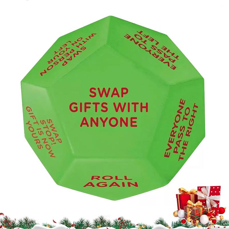 Santa Swap Gift Exchange Dice, 2025 New Santa Swap Gift Exchange Dice, Exchange Dice Game, Christmas Party Gift Exchange Dice Game, 12 Different Sides, Christmas Group Party Game (3 * 3 * 3in)