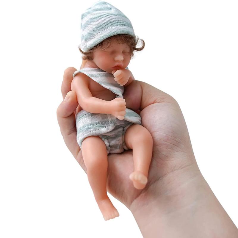 Realistic Silicone Reborn Doll, 6 Inch 15cm Soft & Cute Doll with Clothes, Girl Toy, Stress Relief Toy for Adults, Realistic Reborn Dolls for Kids, Fun Gifts for Boys and Girls