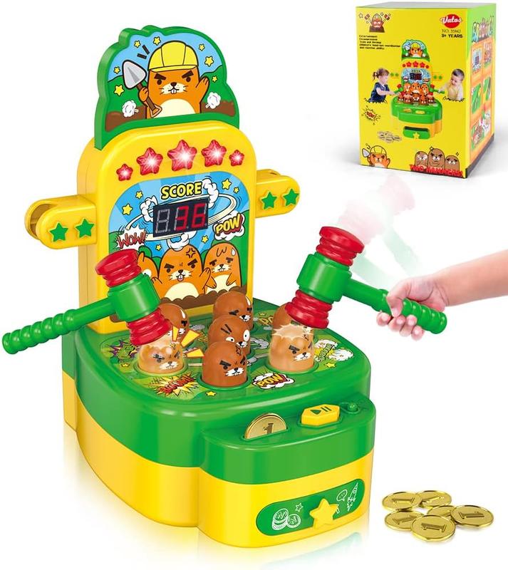 Whack Game Mole, Mini Electronic Arcade Game with 2 Hammers, Pounding Toys Toddler Toys for 3 4 5 6 7 8 Years Old Boys Girls, Whack Game Mole Toy, Developmental Toy Interactive Toy