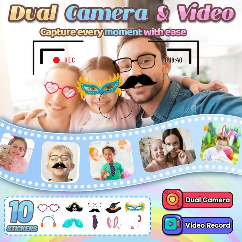 Christmas gift for kids Smart Phone Toys for Boys Girls Age 3 4 5 6 7 8 with Dual Camera 28 Puzzle Games 8G TF Card Music Video Audible Story