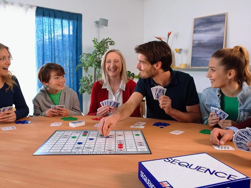 SEQUENCE- Original SEQUENCE Game with Folding Board, Cards and Chips by Jax ( Packaging may Vary ) White, 10.3