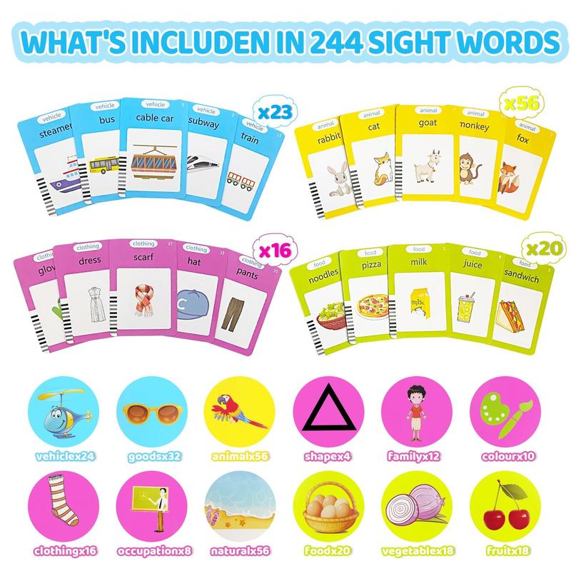 224 510(Spanish&English) Talking Flash Cards LearningMontessori Toys for Kids with 510(Spanish&English) Words Alphabet Bilingual,kids learning flashcard reader,Autism Sensory Toys, Learning Educational Toys Gifts for Age 1 2 3 4 5 Years Old Boys and Girls