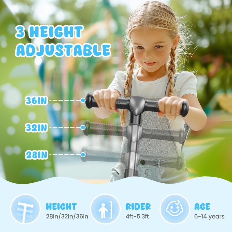 SISIGAD Electric Scooter for Kids Ages 6-12, LED Light-Up Deck, Kids Scooters with 3 Adjustment Levels Handlebar to 36 Inches High,5.3