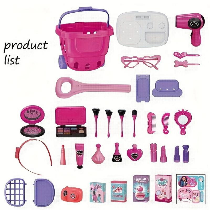 Children's toy makeup table, girls' makeup set, Accessories mobile backpack, Children's makeup table for children over 3 years old suitable gifts for girls (makeup makeup set)