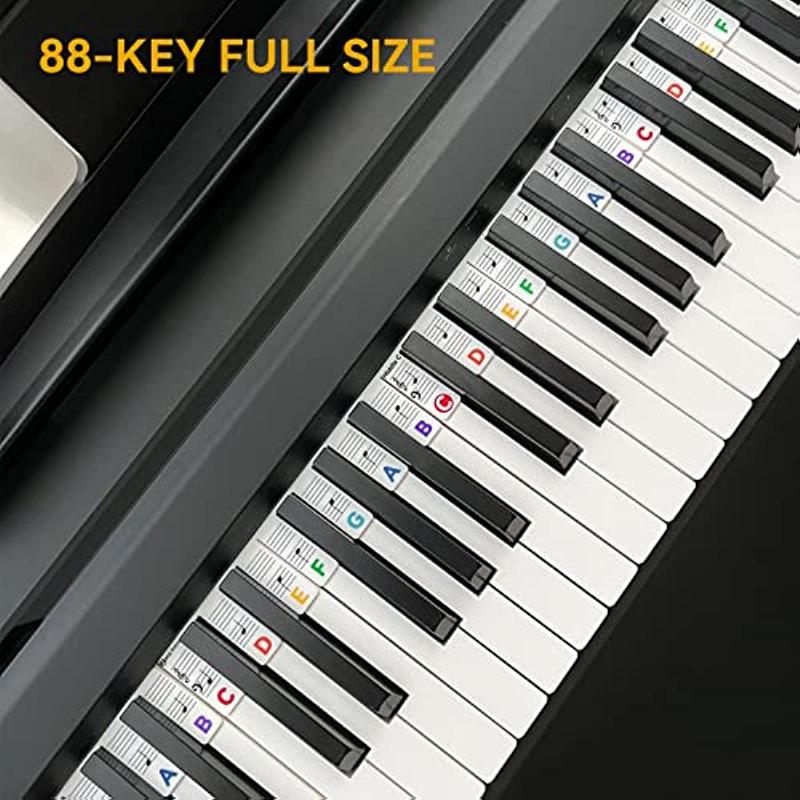 Reusable Piano Keyboard Note Labels, Silicone Piano Stickers for Beginners, Innovative Keyboard Music Note Stickers with Letter Notation Guide, Perfectly Fits 88-key Pianos, Christmas Gift