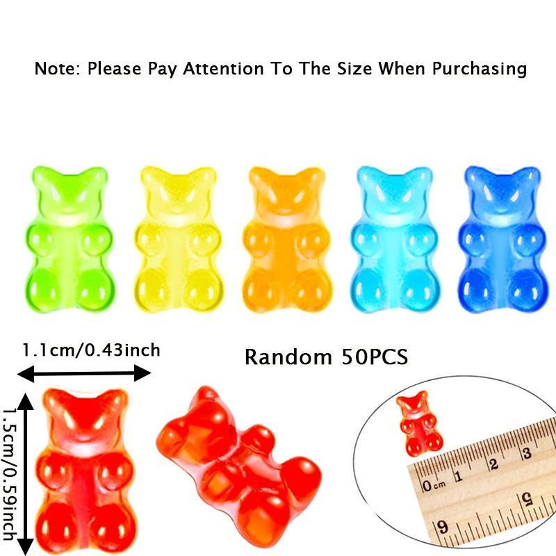 Random Color Bear Shaped Charms, 50pcs Resin Flatbacks Candy Bear Charms for DIY Nail Art, DIY Craft & Jewelry Making Accessories for Scrapbooking Phone Case Manicure