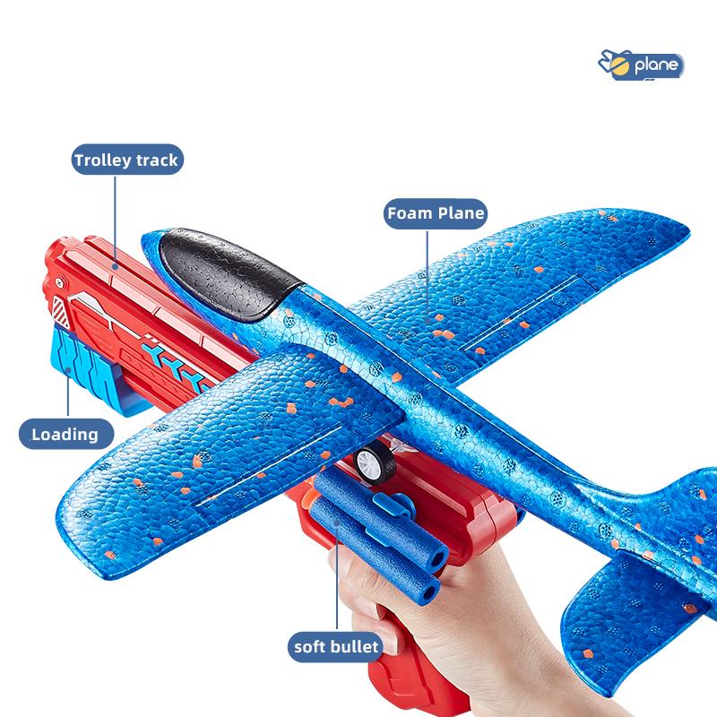 3 Pack Airplane Launcher Toys, LED Foam Glider Catapult Plane Toy for Boys with 2 Flight Modes DIY Stickers Outdoor Sport Flying Toys Birthday Gifts for Girls Boys 4 5 6 7 8 9 10 11 12 Year Old orbball