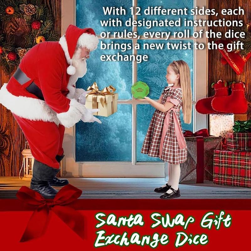 Santa Swap Gift Exchange Dice, 2025 New Santa Swap Gift Exchange Dice, Exchange Dice Game, Christmas Party Gift Exchange Dice Game, 12 Different Sides, Christmas Group Party Game (3 * 3 * 3in)