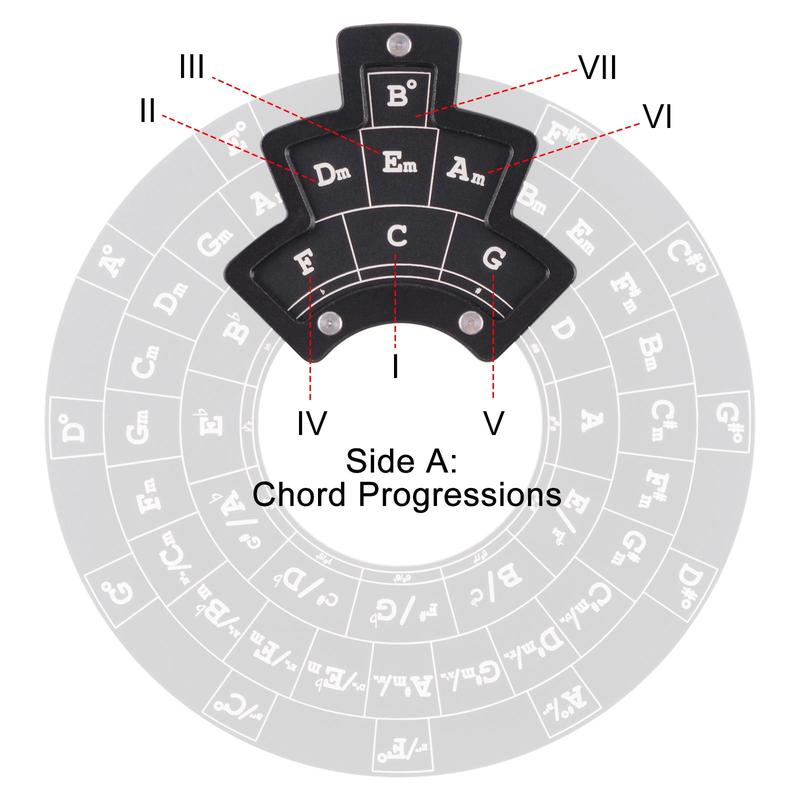 Guitar Chord Chart, 1 Set Guitar Chord Wheel with Stand Holder & Storage Bag, Music Theory Learning Tool for Musicians Songwriting