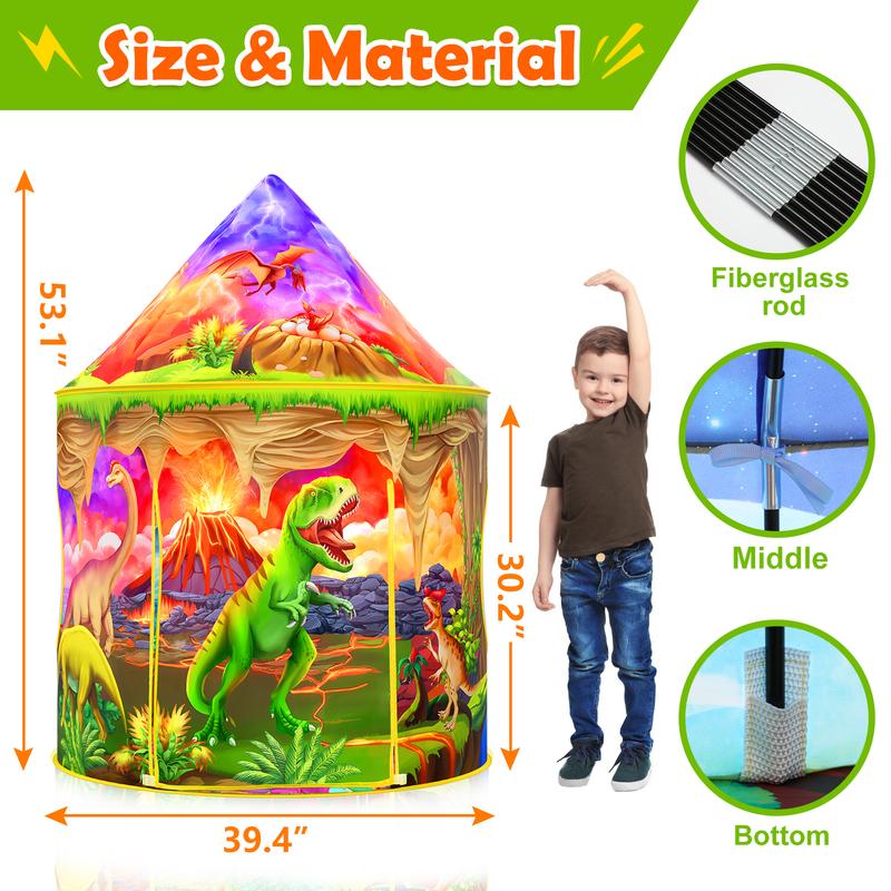 Dinosaur Play Tent 4-8 Year, Pop-up Adventure Tent Toys Indoor Outdoor indoor tent house