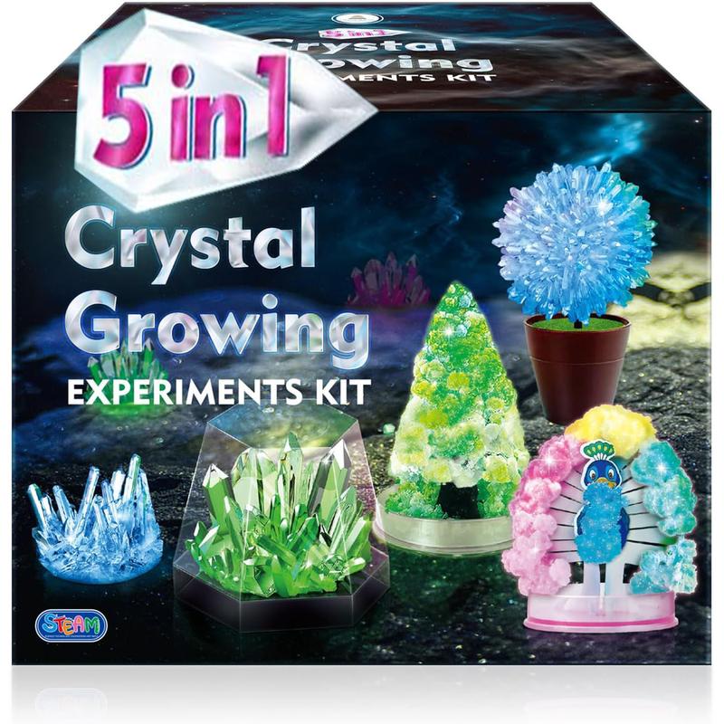 [SALE] Christmas Gift Crystal Growing Experiment Science Kits for Kids, Projects Learning Educational Toys Gifts Idea for Boys Girls, Grow 5 Vibrant Crystals Making Kit