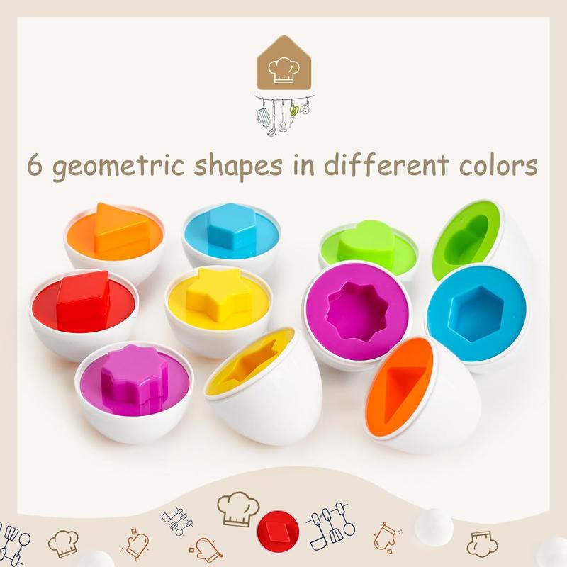 6PCS Matching Eggs Shape sorter Toy for Educational Toy for Kids  Easter Toy Eggs for Boys Girls