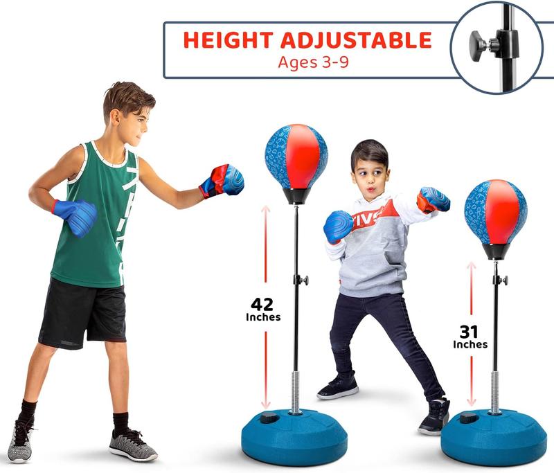 Punching Bag for Kids, Reflex Boxing Bag with Stand - Kids Boxing Set Includes Kids Boxing Gloves - Height Adjustable, Gifts Idea for Boys and Girls Ages 3-8 Years Old