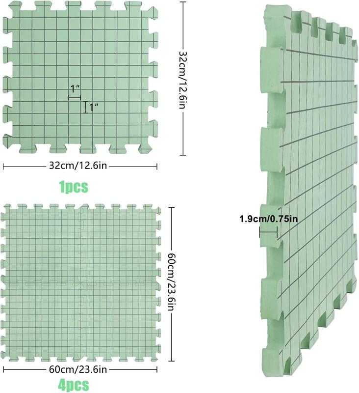 4 Pack Crochet Blocking Mats, Extra Thick Blocking Mats for Knitting & Crochet Projects, Foma Crochet Blocking Board with Grids, Green