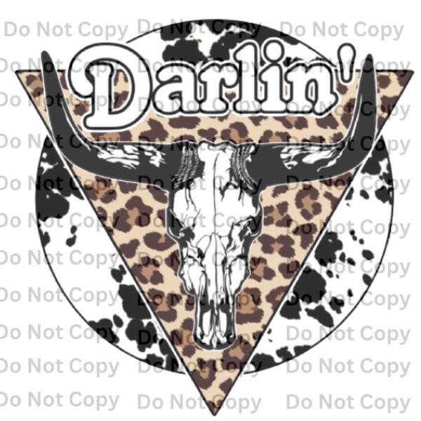 Darlin' Leopard Skull DTF Print For T Shirts Ready To Press Image