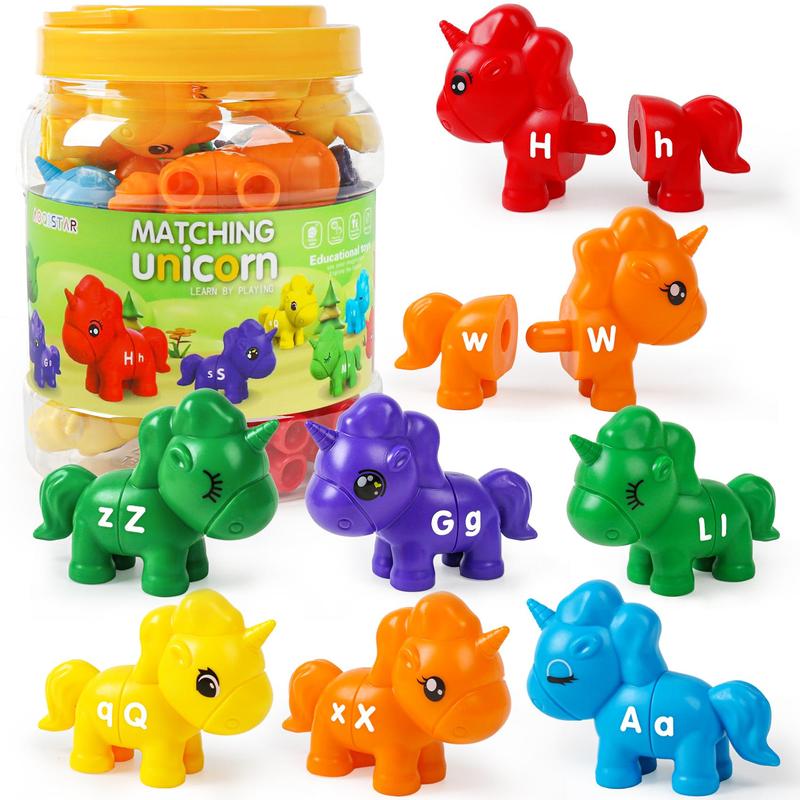 Matching Letters Fine Motor Toy, Double-sided Abc Unicorn Shaped Alphabet Match Game, Preschool Early Learning Montessori Toy, Educational Advanced Kids Toys, Back to School