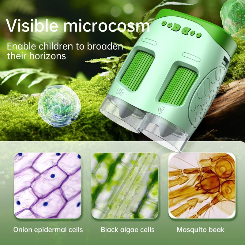 Christmas 2024 Gifts Mini Pocket Microscope Kids Toys: 3-In-1 Handheld Microscope Telescope with 2