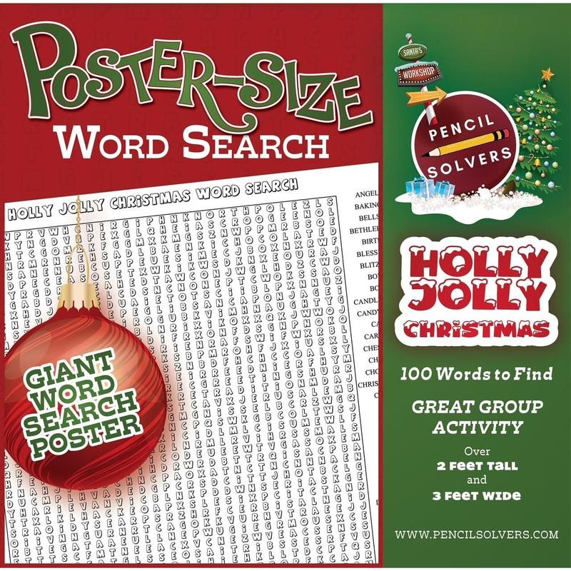 Poster-Size Word Search - Holly Jolly Christmas - 100 Words to Find On This Giant Word Search Puzzle