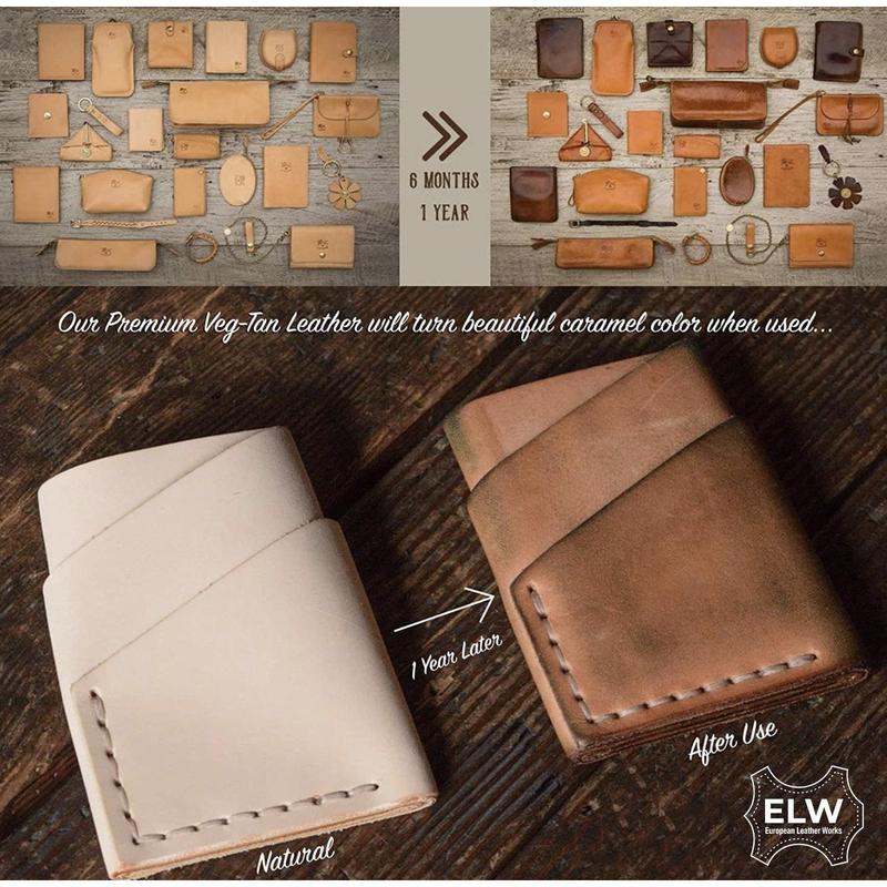 ELW Veg Tan Full Grain Leather Cowhide Pre-Cut Pieces 3 4 oz. (1.2-1.6 mm) - Import AA Grade Tooling Leather Hide - Vegetable Tanned Leather for Tooling, Carving, Molding, Dyeing: (12