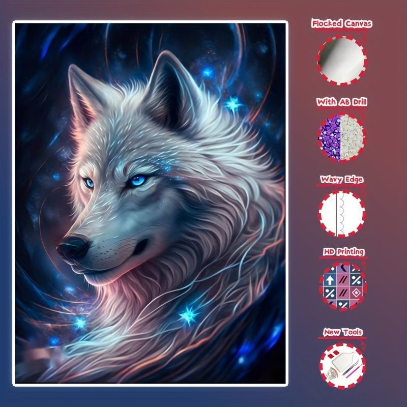 Wolf Pattern DIY Diamond Arts Colorful Painting Kit without Frame, DIY 5D Diamond Wall Art Decor for Bedroom Living Room