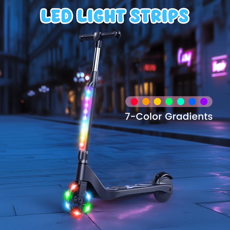 SISIGAD Electric Scooter for Kids Ages 6-12, LED Light-Up Deck, Kids Scooters with 3 Adjustment Levels Handlebar to 36 Inches High,5.3