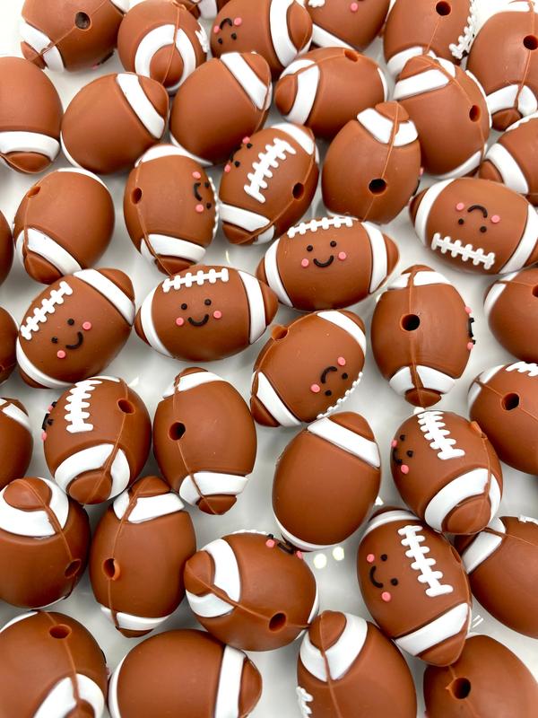 Game Day Football 3D Silicone Focal Beads | Football Beads | Sport Beads